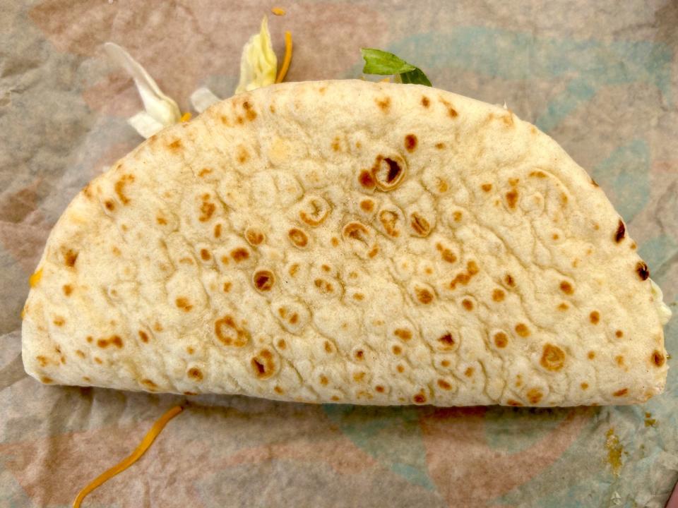 Taco Bell's Cheesy Gordita Crunch with Lava sauce