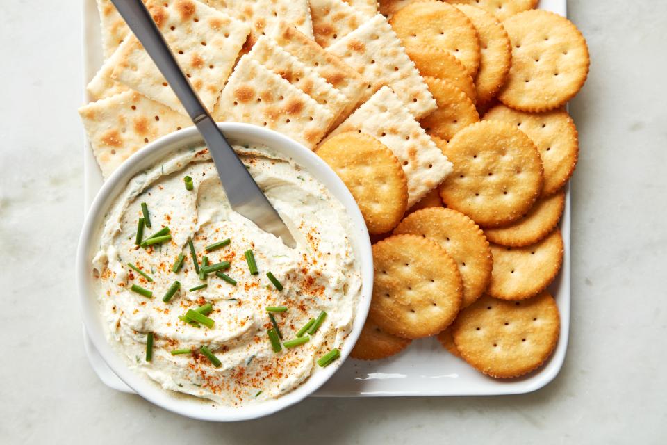 An old-school spread like this trout and cream cheese mixture deserves some old-school butter crackers like Ritz.