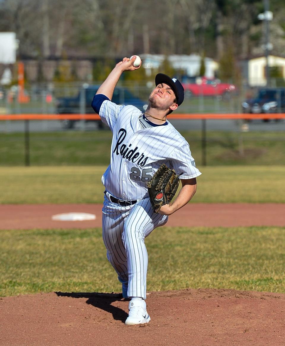 Somerset Berkley’s Benjamin Oliveira delivers a pitch a game against Middleboro.