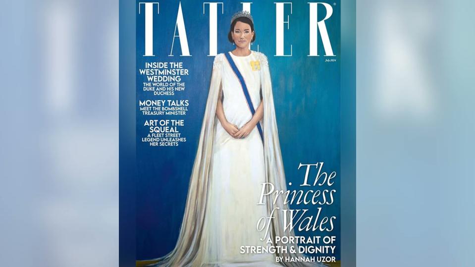 近日，威爾斯王妃的肖像畫登上時尚雜誌《Tatler》封面，引發網友熱議。（圖／翻攝自X）