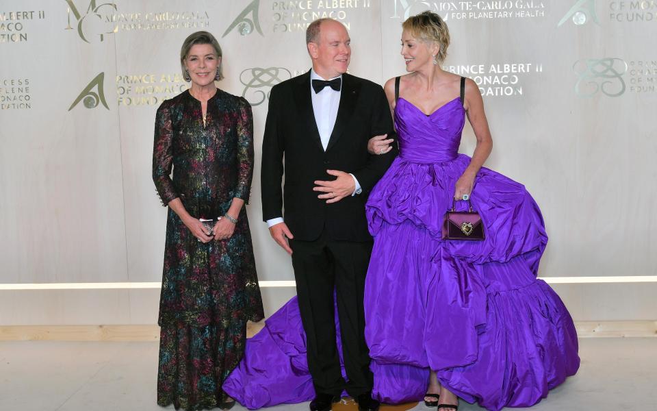 Caroline with her brother Prince Albert and Sharon Stone at a gala in September - Getty Images