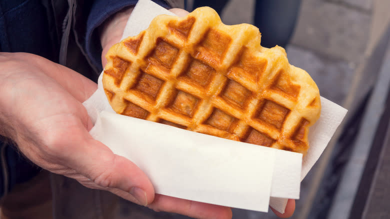 liege style waffle in paper