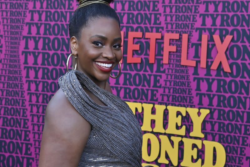 Teyonah Parris attends the premiere of "They Cloned Tyrone" in Los Angeles on June 27. File Photo by Jim Ruymen/UPI