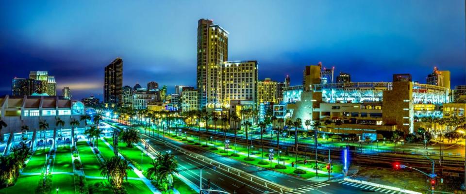 San Diego's Petco Park Stadium (on the right) has been outfitted with smart sensors to improve energy efficiency