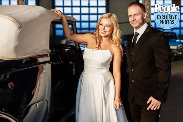 <p>Ben Wagner Photography</p> Cristy Lee and husband John Hawkins pose on their wedding day