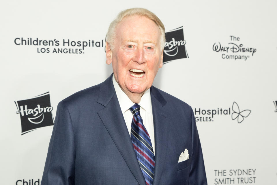 Vin Scully attends 2018 From Paris With Love Children's Hospital Los Angeles Gala at L.A. Live Event Deck on October 20, 2018 in Los Angeles, California.  (Photo by Greg Doherty/WireImage)