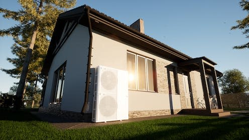 <span class="caption">Hybrid systems combine two or more technologies to heat a house.</span> <span class="attribution"><a class="link " href="https://www.shutterstock.com/image-photo/heat-pump-airwater-technology-home-splittype-2318255183" rel="nofollow noopener" target="_blank" data-ylk="slk:ThomsonD/Shutterstock;elm:context_link;itc:0;sec:content-canvas">ThomsonD/Shutterstock</a></span>