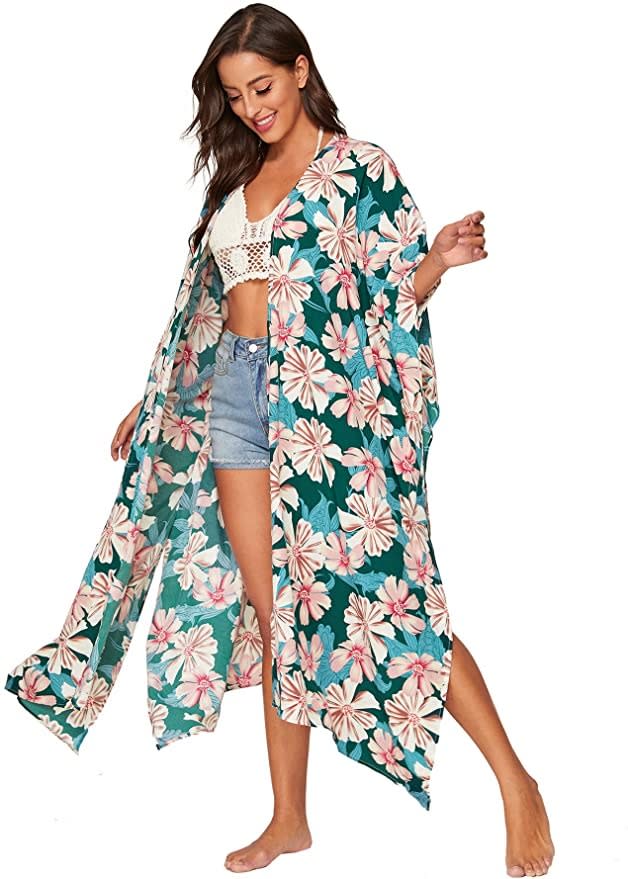 SweatyRocks Women's Flowy Kimono Cardigan