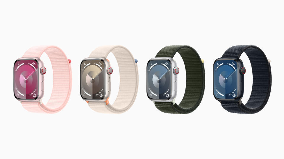 Apple Watch Series 9有粉色、銀色等不鏽鋼錶殼可供選擇。（圖／取材自蘋果）
