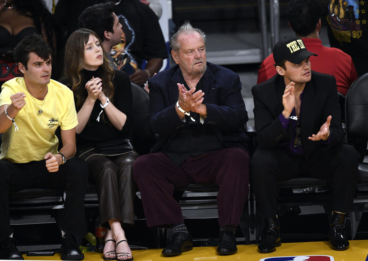 Jack Nicholson attends the basketball game between Los Angeles Lakers and Memphis Grizzlies Round 1 Game 6 of the 2023 NBA Playoffs against Los Angeles Lakers at Crypto.com Arena on April 28, 2023 in Los Angeles, California. (Kevork Djansezian / Getty Images)