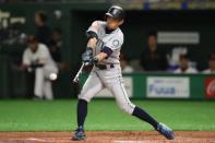 FILE PHOTO: Mar 18, 2019; Tokyo, Japan; Seattle Mariners right fielder Ichiro Suzuki (51) fouls off a pitch during the third inning against the Yomiuri Giants at Tokyo Dome. Mandatory Credit: Darren Yamashita-USA TODAY Sports