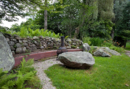 <p>In total, there are four acre for guests to explore. This also includes running books, a stream and a walking path. The nearby town, about two miles away, also has a swimming ponds and it is close to the Appalachian Trail and the Tyringham Cobble. (Airbnb) </p>