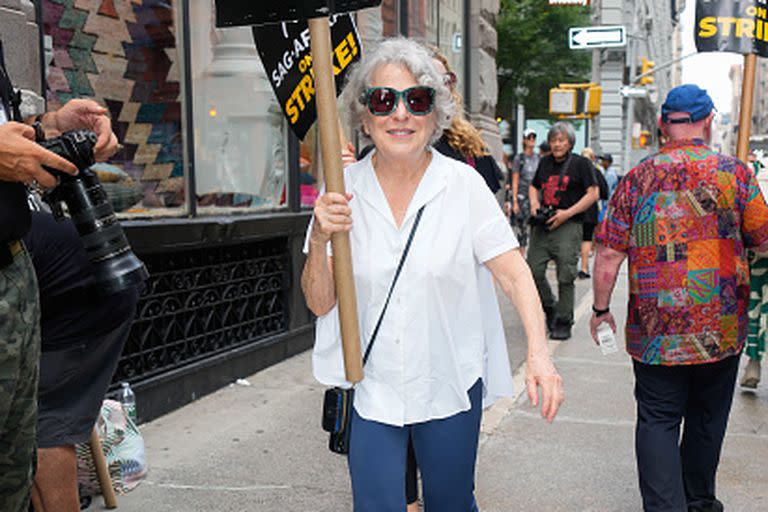 Bette Midler en uno de los piquetes que se llevaron adelante en Nueva York