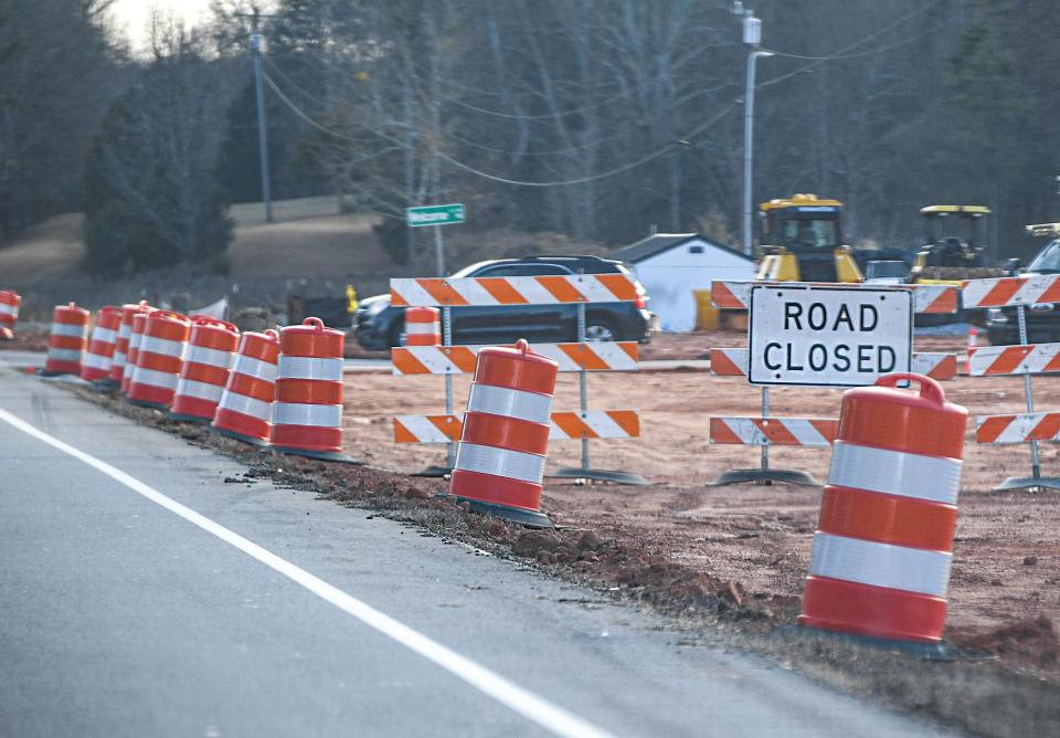 Road work in Anderson County at Welcome Road on U.S. Highway 29 in February 2024.