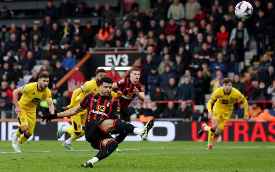 AFC Bournemouth's Dominic Solanke misses from the penalty spot