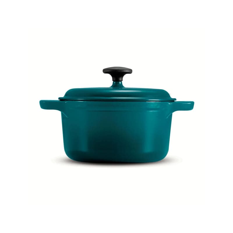 3.5 Qt Enameled Cast-Iron Round Dutch Oven - Teal