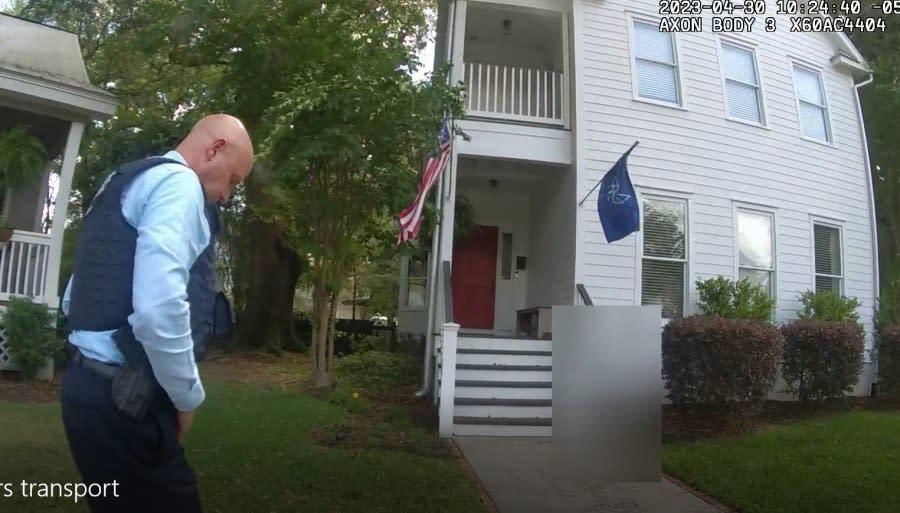 MSP Sgt. Todd Peterson outside Waters' home in Beaufort, South Carolina. (Courtesy)