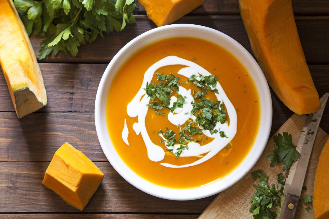 Pumpkin soup with the fresh pumpkin and parsley