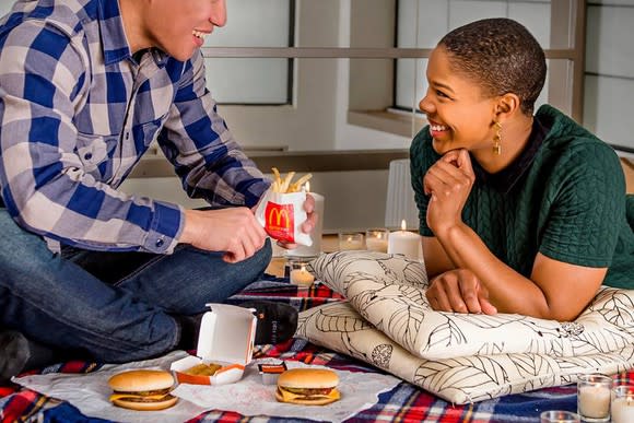 Couple eating McDonald's