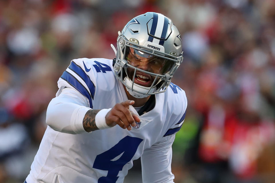 Dallas Cowboys quarterback Dak Prescott (4) will lead his team against the Raiders on Thanksgiving. (Photo by Scott Winters/Icon Sportswire via Getty Images)