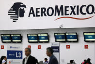 <p>A logo of Aeromexico is pictured inside Benito Juarez international airport in Mexico City, Mexico, July 31, 2018. (Photo: Carlos Jasso/Reuters) </p>