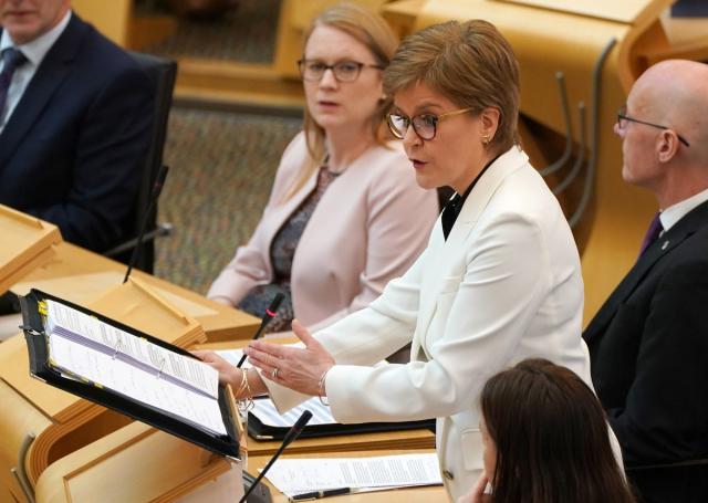 Nicola Sturgeon was speaking at First Minister’s Questions on Thursday (Andrew Milligan/PA) (PA Wire)
