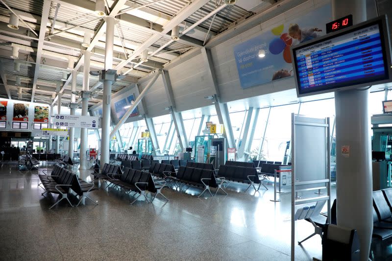 General view of empty gates at Tirana International Airport