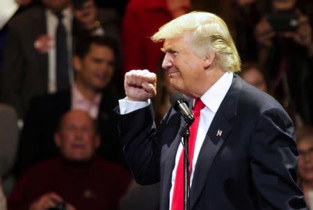 U.S. President-elect Donald Trump speaks at a rally as part of their "USA Thank You Tour 2016" in Cincinnati, Ohio, December 1, 2016 .REUTERS/William Philpott