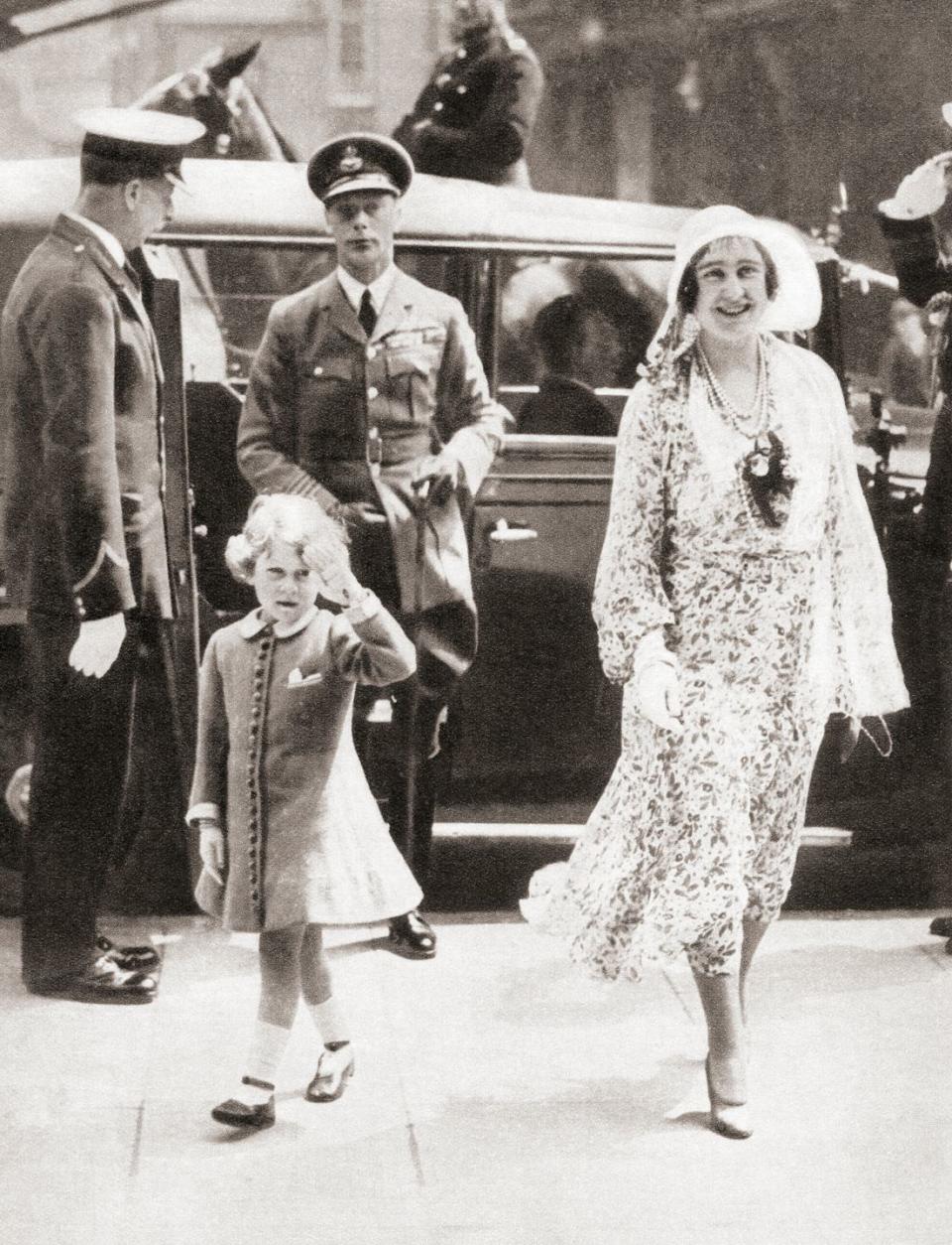<p>Princess Elizabeth of York seen here in 1931 aged five, arriving at the Royal Tournament with her parents, the Duke and Duchess of York.</p>