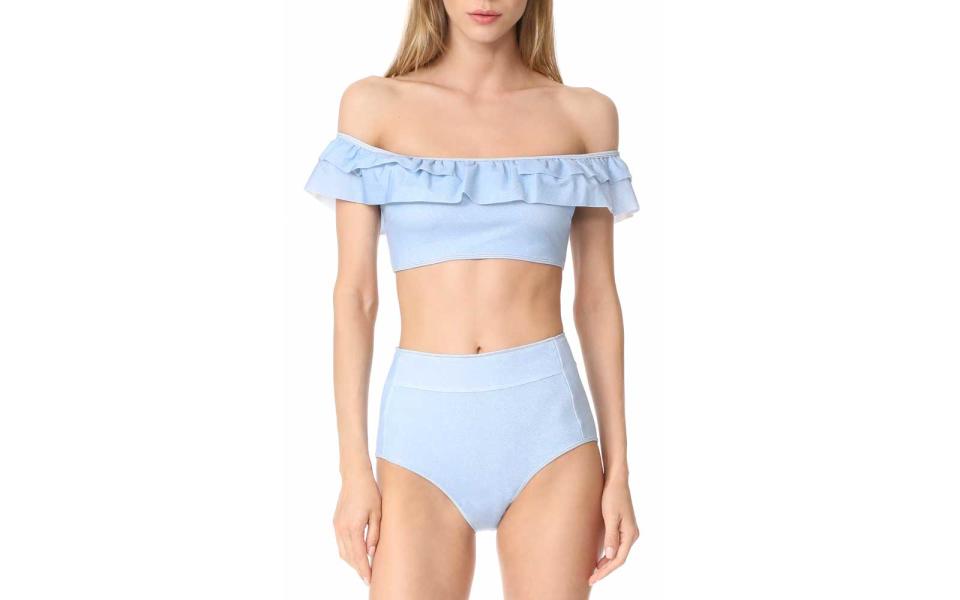 Jonathan Simkhai Ruffle Bandeau Bikini Top