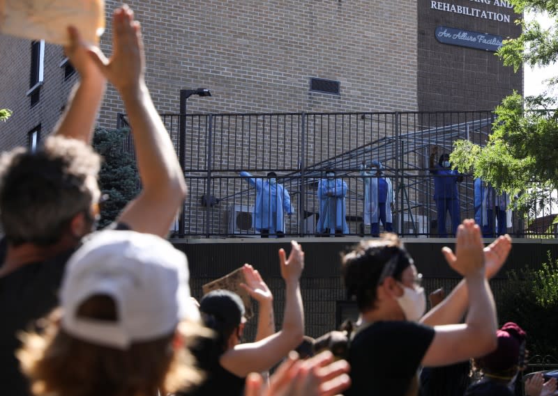 Protest against the death in Minneapolis police custody of George Floyd, in New York