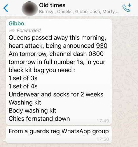 The message from a WhatsApp group that kicked off the rumours. Photo: Twitter/babdb55769308 