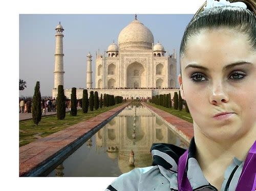 McKayla Maroney is not impressed with the Taj Mahal.