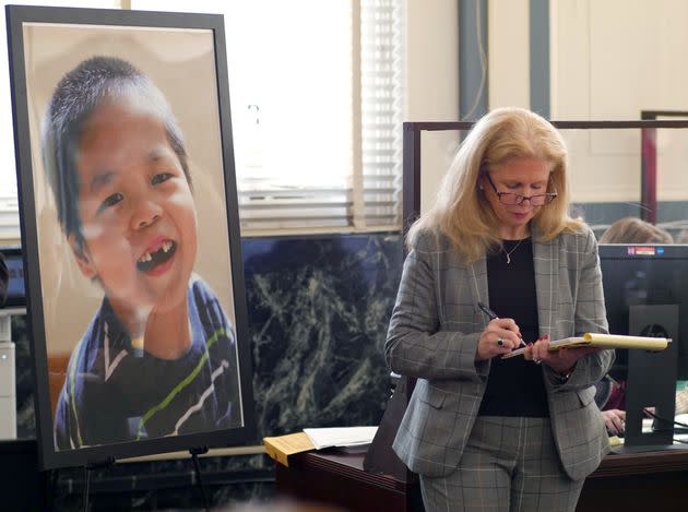 John and Katherine Snyder were sentenced in the 2016 death of 8-year-old Adam Snyder. In a courtroom photo posted on the Facebook page of the Hamilton County Prosecutor's Office, a picture of Adam is displayed next to Assistant Prosecutor Stacy Lefton.