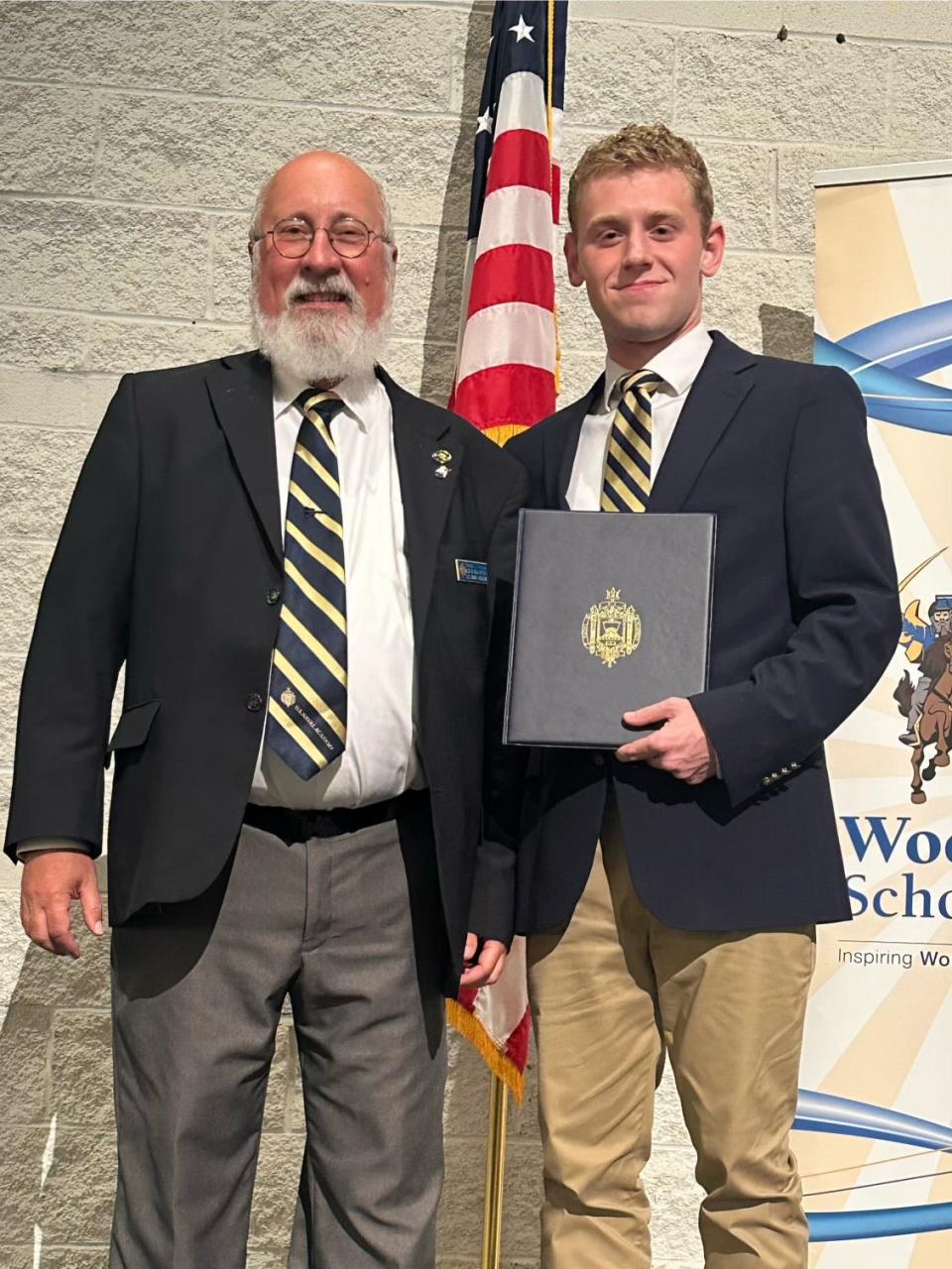 Wooster's Jack Pomfret, right, is seen with his Blue & Gold Officer Thomas Hinshaw upon Pomfret's appointment to the United States Naval Academy.