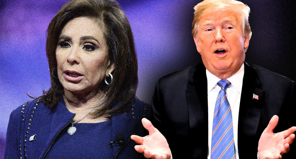 Judge Jeanine Pirro and President Donald Trump.  (Photo illustration: Yahoo News; photos: Ron Sachs/CNP via ZUMA Wire, AP)