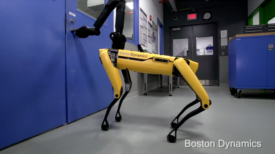 You've seen videos of it opening doors for other robots, resisting human