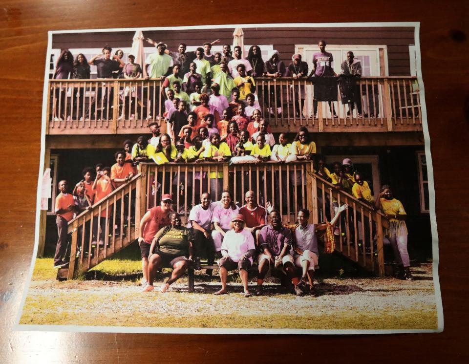 A copy of a picture taken at a tennis camp on Aug. 18, 2022. Collins is using teaching tennis as a way to celebrate his late wife of 36 years,  Lois Collins.