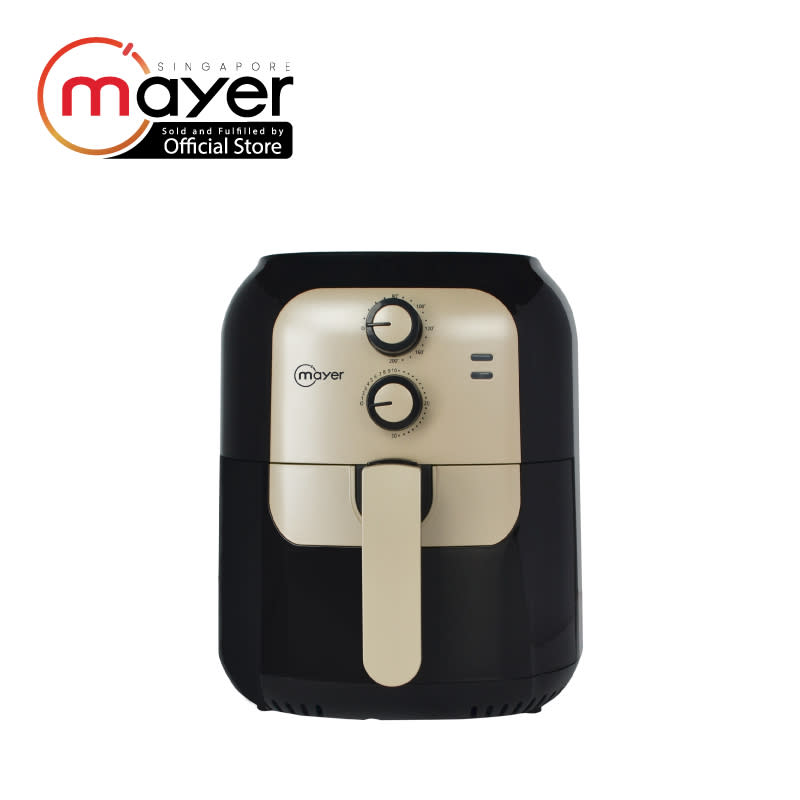 [LAZADA EXCLUSIVE] Mayer 5.5L Air fryer MMAF505 FREE Multi-Purpose Silicon Sponge /Upsize/ Healthier/ Bake/ Toaster/ Grill/ Timer/ Temperature Control/ Suit for 8-14pax/ 1 Year Warranty. (Photo: Lazada SG)