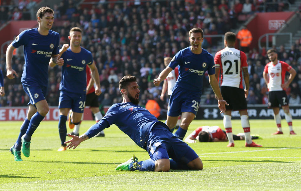 Olivier Giroud’s two goals helped Chelsea snatch victory from the jaws of defeat against Southampton