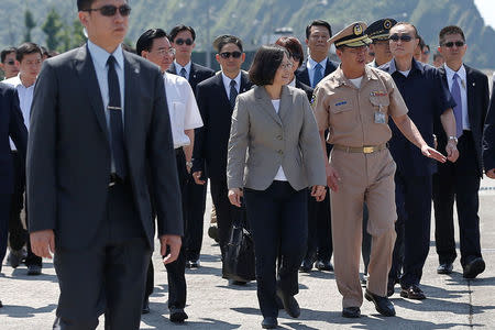 Taiwan's President Tsai Ing-wen arrives at Suao Naval Base in Yilan, Taiwan June 4, 2016. REUTERS/Tyrone Siu