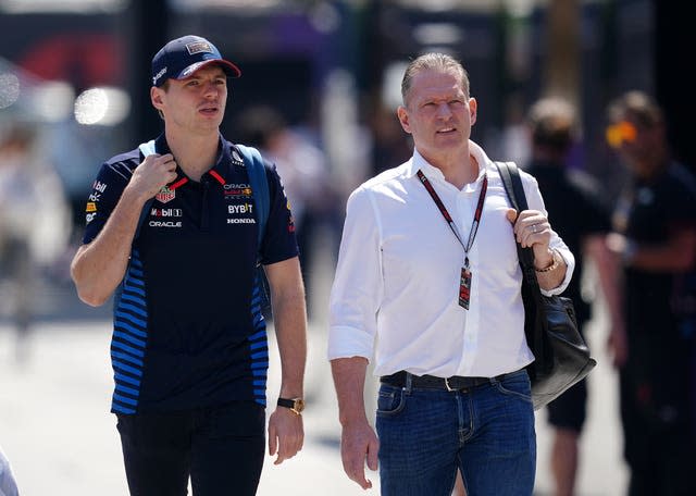 Max Verstappen, left, with his father Jos Verstappen