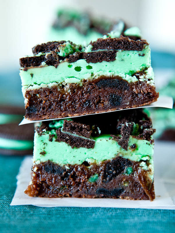 <strong>Get the <a href="http://www.loveveggiesandyoga.com/2012/02/triple-layer-fudgy-mint-oreo-brownies.html">Triple Layer Fudgy Mint Oreo Brownies recipe</a> by Averie Cooks</strong>