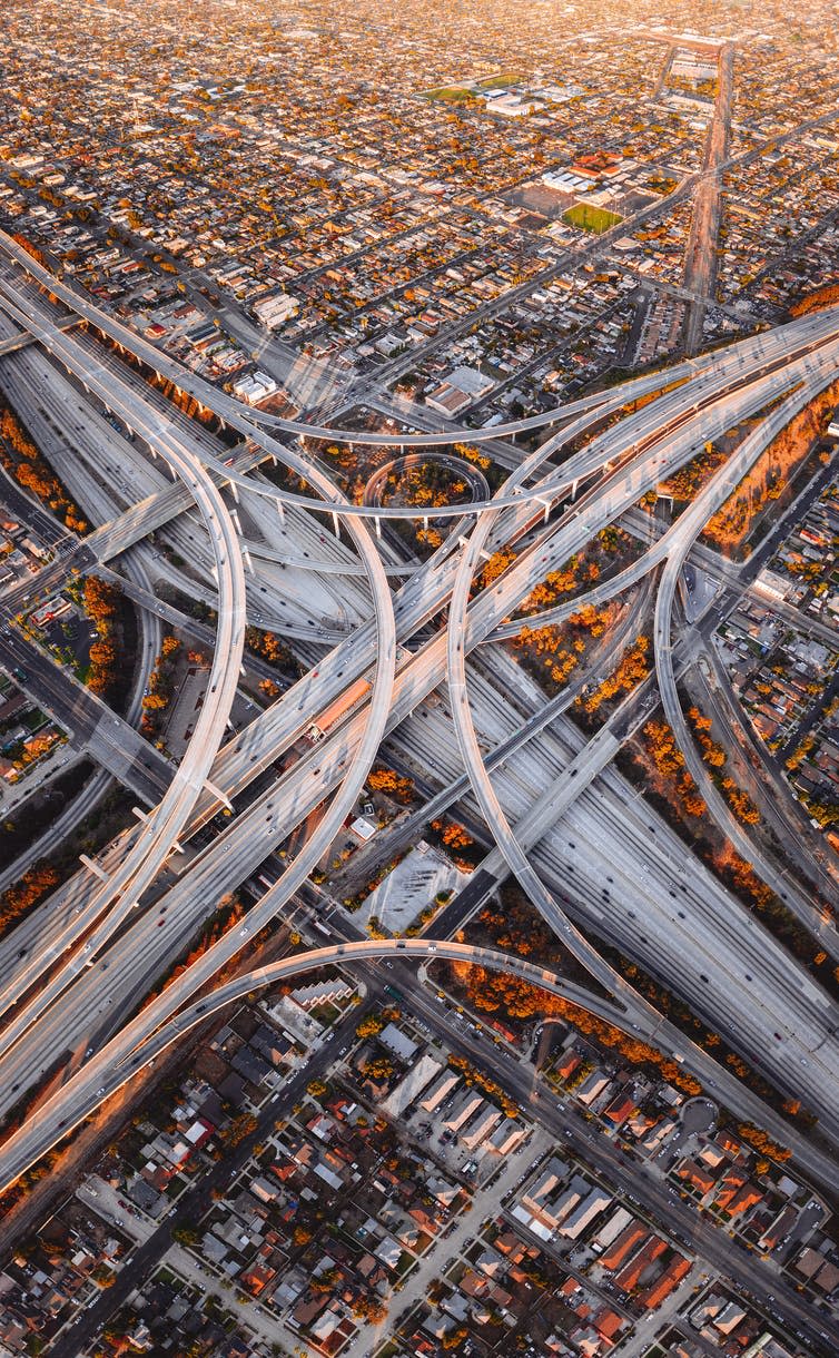 A giant spaghetti junction in Los Angeles.