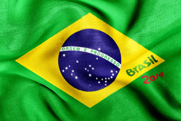 Brazil flag 2014 wrinkled