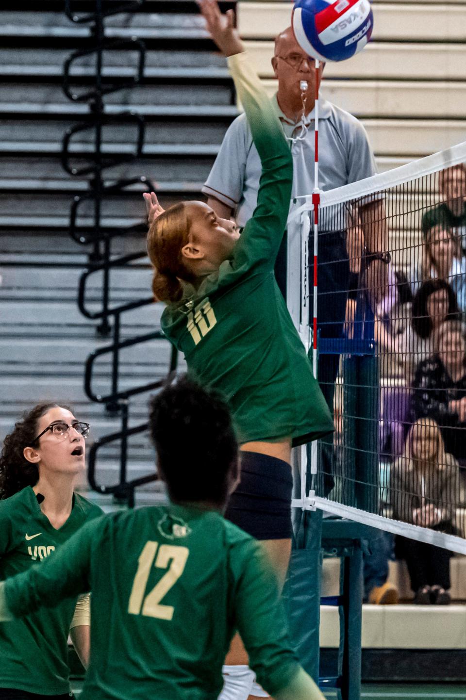 GNB Voc-Tech's Layna Ross goes up for the kill.