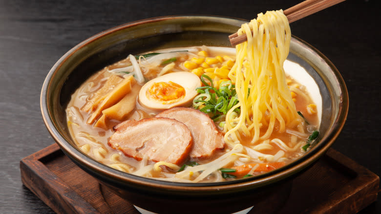 Bowl of ramen with chopsticks