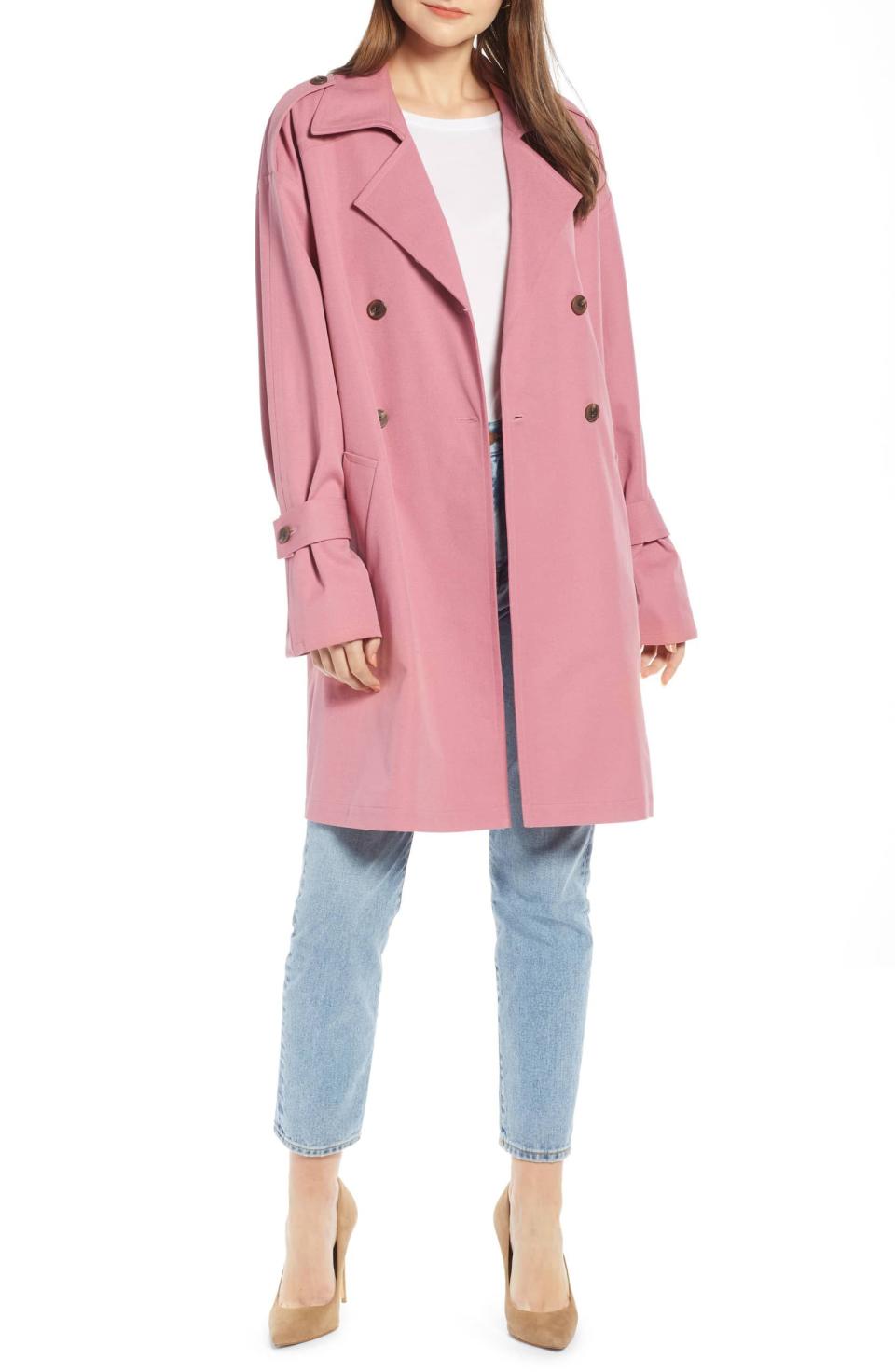 <p><strong>SOMETHING NAVY</strong></p><p>nordstrom.com</p><p><strong>$139.00</strong></p><p><a rel="nofollow noopener" href="https://shop.nordstrom.com/s/something-navy-easy-oversize-trench-nordstrom-exclusive/5061067" target="_blank" data-ylk="slk:Shop Now;elm:context_link;itc:0;sec:content-canvas" class="link ">Shop Now</a></p>Savor those chilly days in this updated trench styled with chic epaulets and belted cuffs. It's part of powerhouse blogger Arielle Charnas' much-anticipated collection that embodies approachable fashion with a luxe sensibility."/