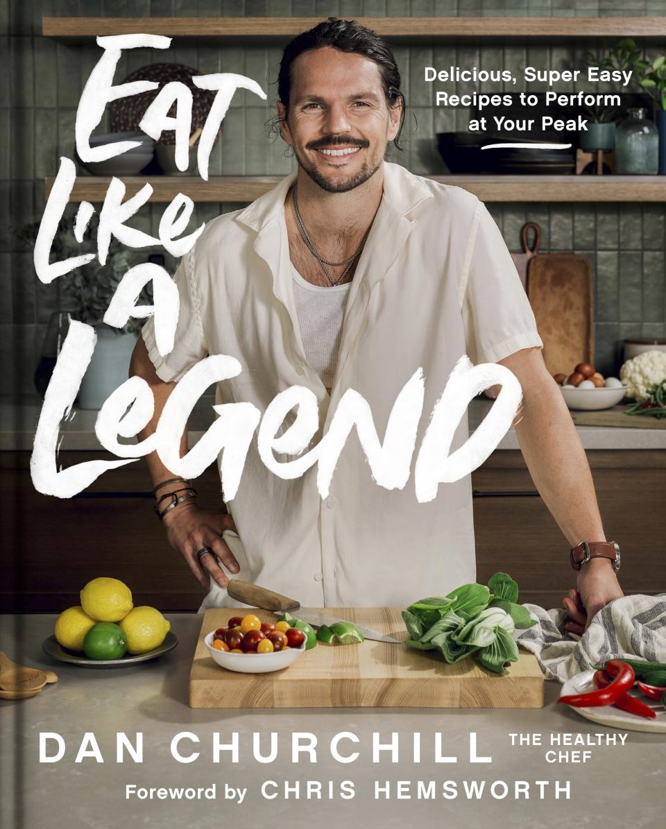 This cover image released by HarperOne shows "Eat Like a Legend" by Dan Churchill, a chef and performance trainer whose celebrity clients have included Chris Hemsworth. Churchill advises adapting macaroni and cheese to includes chopped broccoli and spinach, whole wheat pasta and olive oil instead of the traditional butter. (HarperOne via AP)