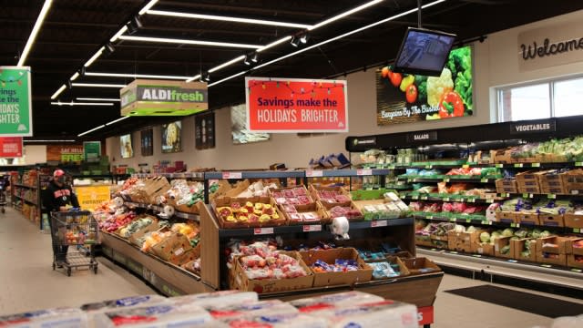 A man shops at an Aldi store in Ohio.